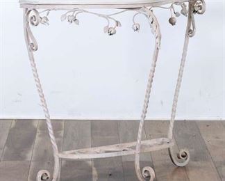 French Provincial Iron Console Table W Marble Top 2