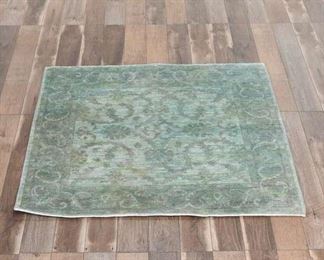 5'X5' Vintage Hand Tufted Mint Green Area Rug