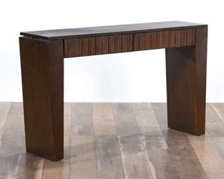 Contemporary Wedge Leg Console Table W Ridge Front