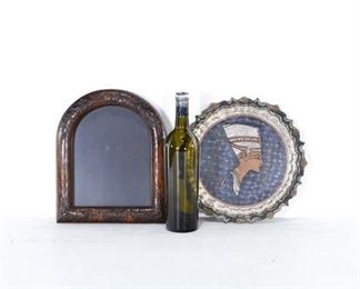Pair Nefertiti Decorative Metal Plate & Arch Mirror
