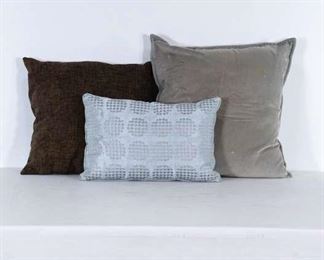 Set Of 3 Mix Lot Grey & Slate Blue Throw Pillows