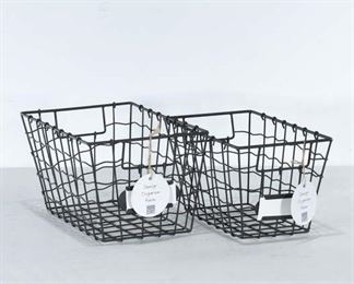 Pair Of Rustic Style Wire Baskets
