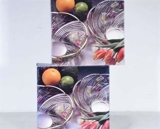 Pair Of Hasegawa Glass Bowls, Japan New In Box