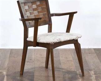 Armchair W/ Woven Back & Floral Seat