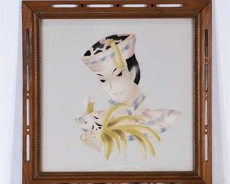 Framed Asian Portrait Artwork