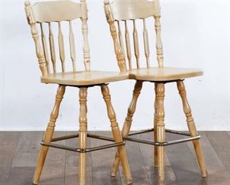 Pair Of Whitewashed Swivel Bar Stools