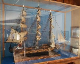 Large model ship in lexan display case