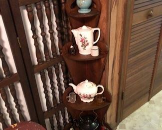 tea pots corner shelf