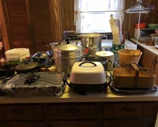 Electric biscuit basket, electric skillet, calphalon pot, pressure cooker
