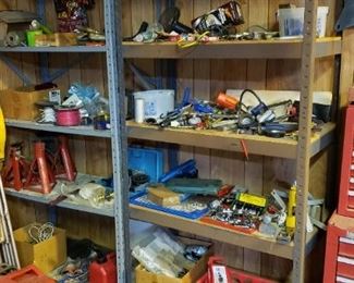 Lots and lots of tools including shelving