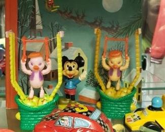 1949 night before Christmas tin VW, tin Bobby car, Hong kong easter toys