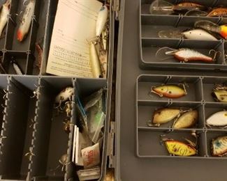 Fishing lures, over 50 three are wood