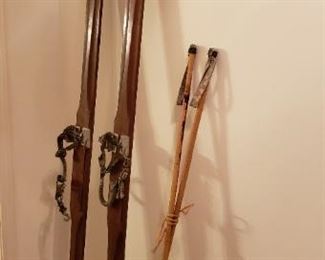 7ft Maple W40729 skis with bamboo poles in excellent condition.  RARE