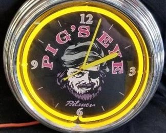 Pigs Eye Neon Light Clock