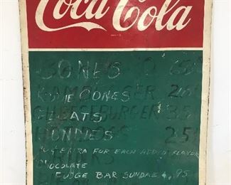 Early Coca-Cola Menu Board