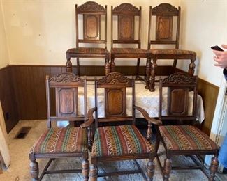 Six 1920 Jacobean Bernhardt Chairs