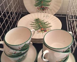 PLATES by BLUE RIDGE CHINA CHRISTMAS TREE WITH MISTLETOE, CHRISTMAS TREE CUP & SAUCER MARKED ITALY