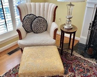 Vintage, down-stuffed arm chair