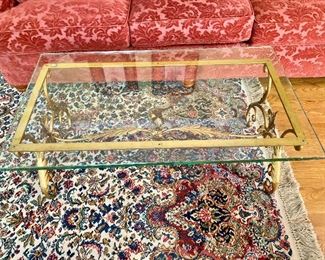 Glass top, gilded coffee table