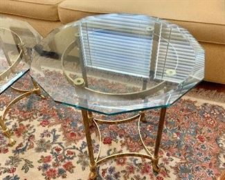 Glass top and brass side table