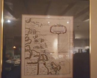 Framed map dated 1752