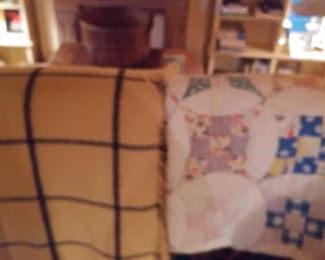 Antique quilt and Glen Cree mohair blanket made in Scotland
