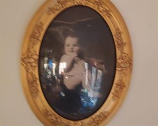 Antique oval frame of baby