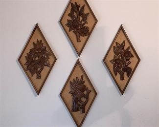 Set of four hanging wooden Plaques $30