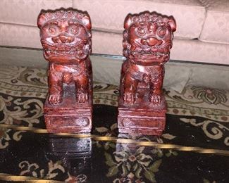 Two miniature foo dogs $15