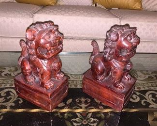 Two miniature foo dogs $15
