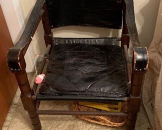 Wood and leather chair $30
