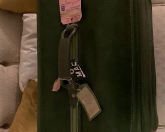 Vintage Leeds leather suitcase with original tag $45