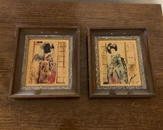 Pair of small Asian ladies on cork $12