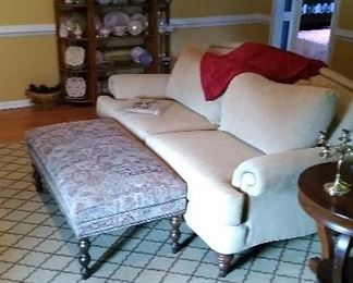 Ethan Allen sofa with cushioned foot rest
