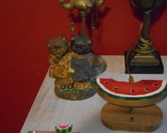 Cast Iron Twin Cats Grace Drayton Doorstop