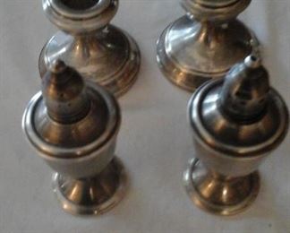 weighted sterling salt and pepper shakers and candle holders