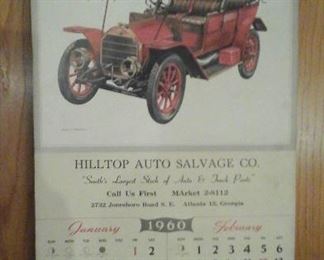 1960 Hilltop Auto Salvage Co. calendar