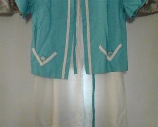vintage white and turquoise dress