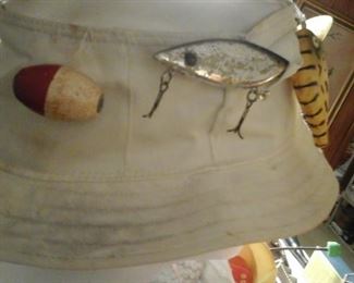 fishing lures and hat
