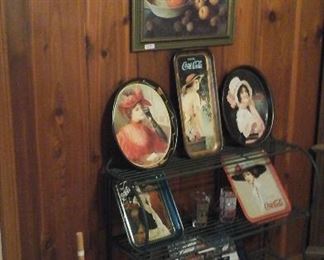 Churn, three tier wrought-iron plant stand ,coke memorabilia