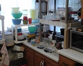 Vintage Tupperware, Corning corn flower, Pyrex Hamilton Beach microwave