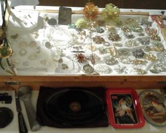 vintage costume jewelry Brooches, Austrian crystal necklace sets, watches and more