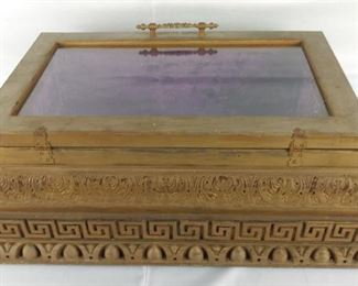 JEWELRY CASKET WITH HINGED GLASS TOP