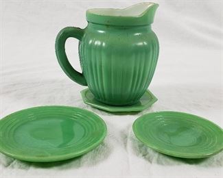 Jadeite Plates & A Coated Milkglass Creamer