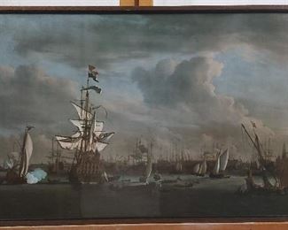 British V. Dutch Naval Battle 1780 Print
