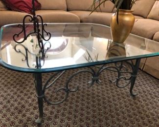Verdi metal/glass square coffee table
