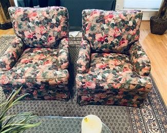 Pair floral chairs