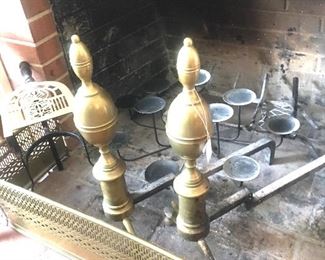 Fireplace fender/andirons and kettle stand
