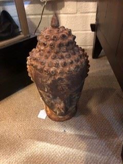 Antique metal Buddha head