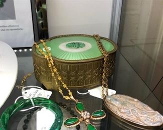 Misc. Jade jewelry and collectible box